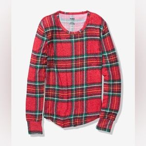 VS PINK Plaid Red Sleep Long Sleeve Shirt